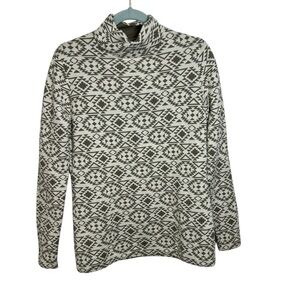 Duluth Trading Co Women’s Coolmax Mock Neck Cream Olive Aztec Pullover medium